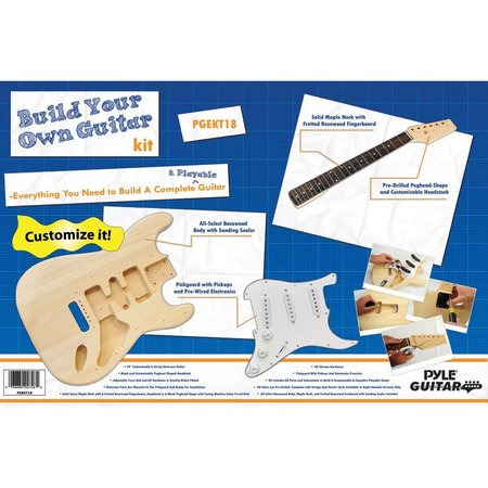 Pyle Unfinished Strat Electric Guitar Kit - You Build The Guitar PGEKT18